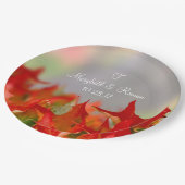 素朴の結婚紅葉名モノグラム秋 ペーパープレート (アングル)