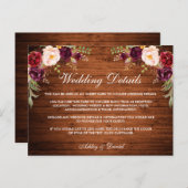 素朴の結婚詳細ウッドブルゴーニュフローラカード ポストカード (正面/裏面)