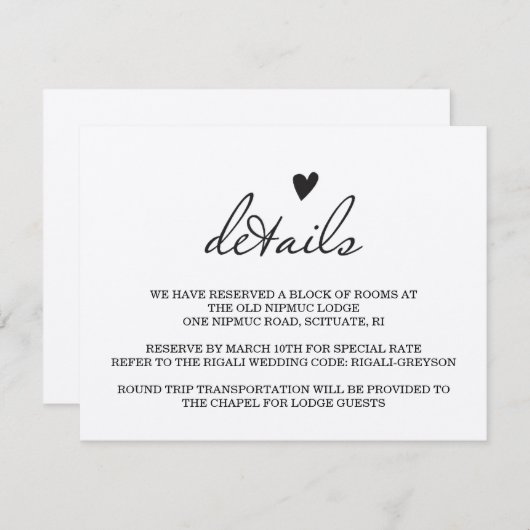 素朴の結婚詳細カード エンクロージャーカード (正面/裏面)