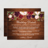 素朴の結婚詳細ブルゴーニュフローラウッドカード ポストカード (正面/裏面)