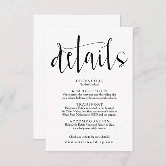 素朴の結婚詳細情報カード エンクロージャーカード (正面/裏面)