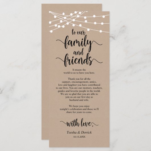 素朴の結婚配置設定サンキューカード プログラム (正面/裏面)