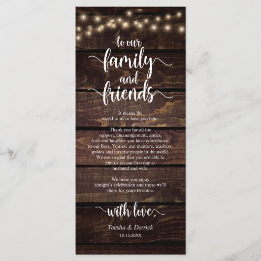 素朴の結婚配置設定サンキューカード プログラム (正面)