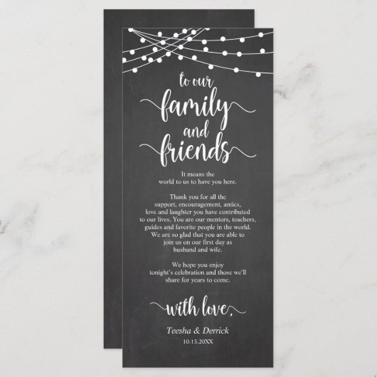 素朴の結婚配置設定サンキューカード プログラム (正面/裏面)