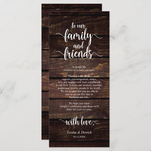 素朴の結婚配置設定サンキューカード プログラム (正面/裏面)