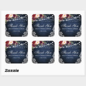 素朴の結婚青い木の照明フローラありがとう スクエアシール (シート)