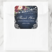 素朴の結婚青い木の照明フローラありがとう スクエアシール (バッグ)