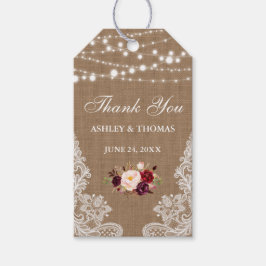 素朴の結婚Burlap Laceフローラ ギフトタグ