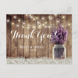 素朴の結婚String Light Lavender Jar Thank You ポストカード