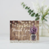 素朴の結婚String Light Lavender Jar Thank You ポストカード (スタンド正面)