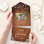 素朴の結婚Wood String Lights Lace Photo オールインワン招待状<br><div class="desc">RSVPカー素朴ドを使用し結婚て、木材ストリングライトとレースフォトをすべて1つの結婚式招待状に収める</div>