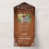 素朴の結婚Wood String Lights Lace Photo オールインワン招待状 (内側)