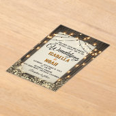 素朴は結婚ヴィンテージと葉 アクリル招待状 (レイダウン)