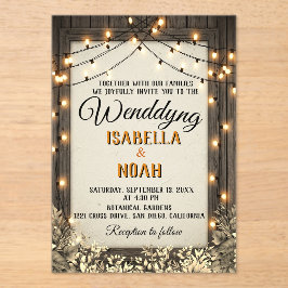 素朴は結婚ヴィンテージと葉 アクリル招待状