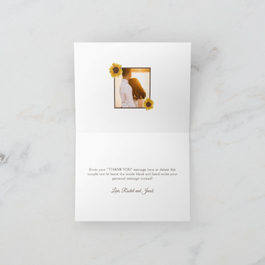 素朴ひまわりと光結婚のサンキューカード サンキューカード (内部)