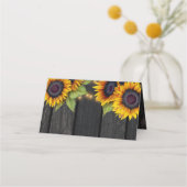 素朴ひまわりウッドシ結婚ックのテーブル プレイスカード (裏面)