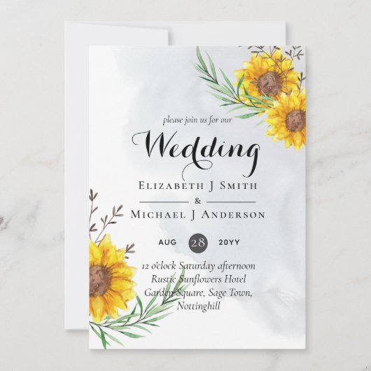 素朴ひまわりオリーブ葉の結婚式 (正面)