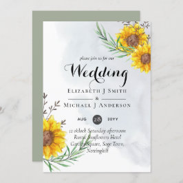 素朴ひまわりオリーブ葉の結婚式