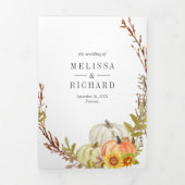 素朴ひまわりカボチャQRコード結婚s 三つ折り招待状 (カバー)