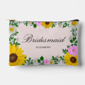 素朴ひまわりデイジーフローラ結婚ズ アクセサリーポーチ (正面)