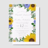 素朴ひまわりデイジーフローラ結婚ズ ベラム紙招待状 (オフセット)