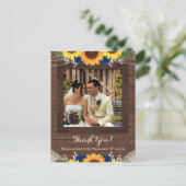 素朴ひまわりネイビーバラ結婚の感謝の写真 ポストカード (スタンド正面)