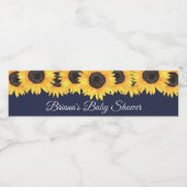 素朴ひまわりネイビーブルーベビーシャワー水 ペットボトルラベル (シングルラベル)