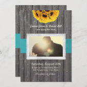 素朴ひまわりバカスタムンウッド結婚ズ 招待状 (正面/裏面)