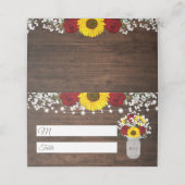 素朴ひまわりバラジャールストリングライト結婚ズ プレイスカード (外部開封)