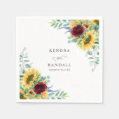 素朴ひまわりバラフローラ結婚ズ スタンダードカクテルナプキン (正面)