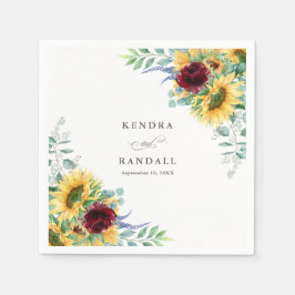 素朴ひまわりバラフローラ結婚ズ スタンダードカクテルナプキン