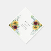 素朴ひまわりバラフローラ結婚ズ スタンダードカクテルナプキン (角)