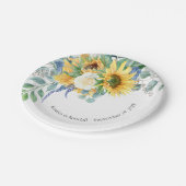 素朴ひまわりバラフローラ結婚ズ ペーパープレート (アングル)