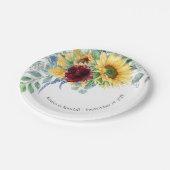 素朴ひまわりバラフローラ結婚ズ ペーパープレート (アングル)