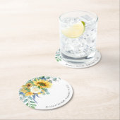 素朴ひまわりバラフローラ結婚ズ ラウンドペーパーコースター (インサイチュ)