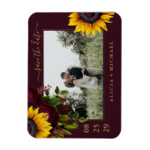 素朴ひまわりバラ救スト結婚日付 マグネット (縦)