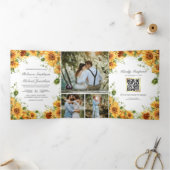 素朴ひまわりフォトコラージュQRコー結婚ド 三つ折り招待状 (内部)