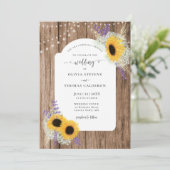 素朴ひまわりフローラフレームウッドバ結婚ーン 招待状 (スタンド正面)
