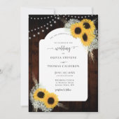 素朴ひまわりフローラフレームバーラ結婚イト 招待状 (正面)