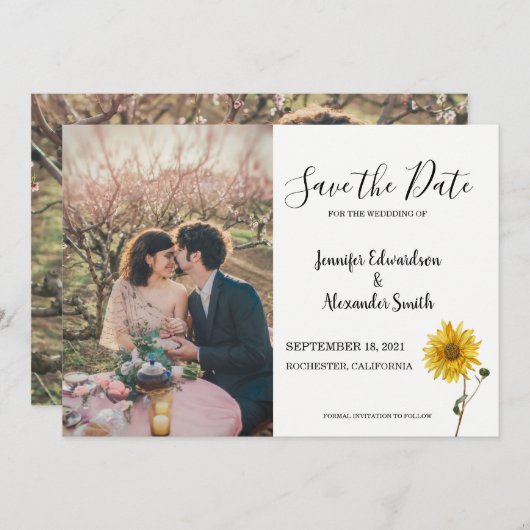 素朴ひまわりフローラ撮影国 セーブザデート (正面/裏面)