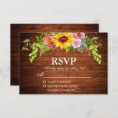 素朴ひまわりフローラ結婚ウッド 出欠カード (正面/裏面)