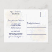 素朴ひまわりブルーバラ結婚の日付の変更 案内ポストカード (裏面)