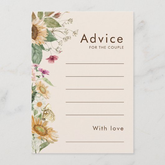 素朴ひまわりベージュ結婚のアドバイスカード アドバイスカード (正面)