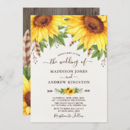 素朴ひまわりボホウォーター結婚カラー 招待状