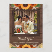 素朴ひまわりボホバラ結婚の感謝の写真 ポストカード (正面)