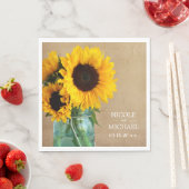 素朴ひまわりメイソンJARカントリー結婚式 スタンダードランチョンナプキン (インサイチュ)