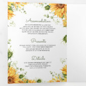 素朴ひまわりメイソンJar QRコード結婚ズ 三つ折り招待状 (内部最初)