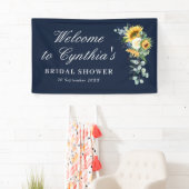 素朴ひまわりユーカリブライダルシャワー歓迎 横断幕 (インサイチュ)