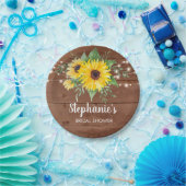 素朴ひまわりライトウッドブライダルシャワー ペーパープレート (パーティー)