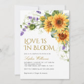素朴ひまわりラブイズイン開花ブライダルシャワー 招待状 (正面)